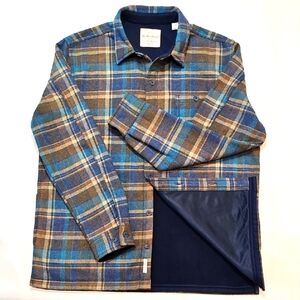 Weatherproof Vintage Flannel Shirt Jacket, Size L, Blue / Brown / Tan NWOT